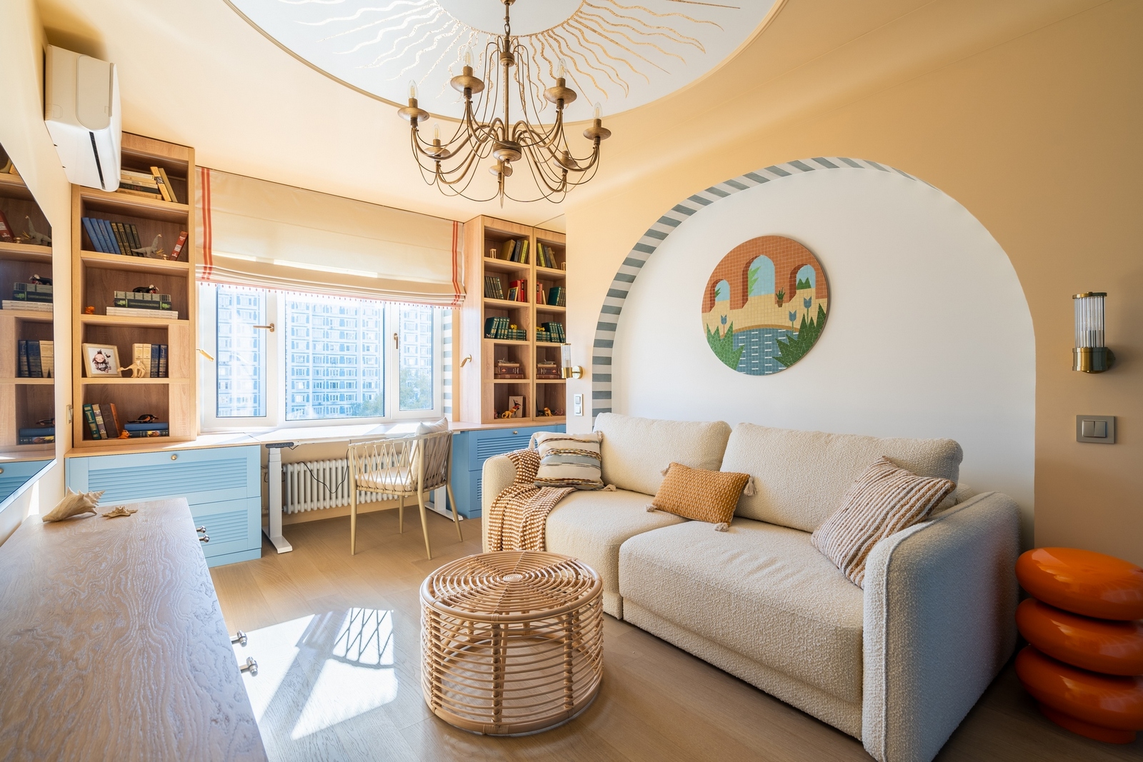 Lamarty chipboard in the project «Kvartirny vopros» on NTV  A bedroom–living room inspired by “One Thousand and One Nights”